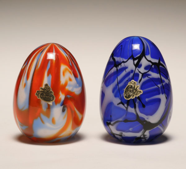 Appraisal: Pair of Fenton Robert Barber Eggs