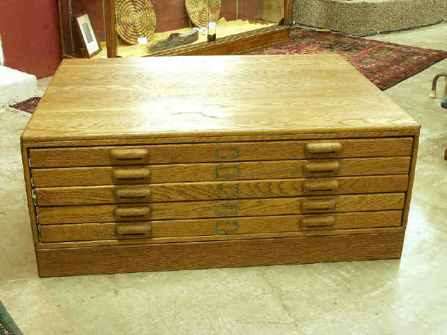 Appraisal: -drawer architects or map case oak excellent for coffee table