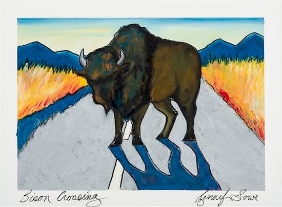 Appraisal: Jennifer Lowe-Anker x inches Jennifer Lowe-Anker american th century Bison