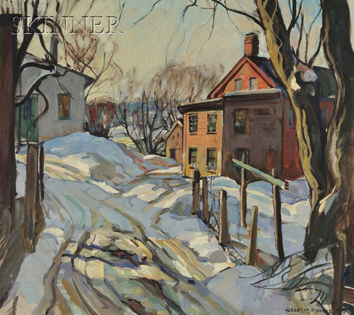 Appraisal: William Lester Stevens American - Snowy Lane Signed W LESTER