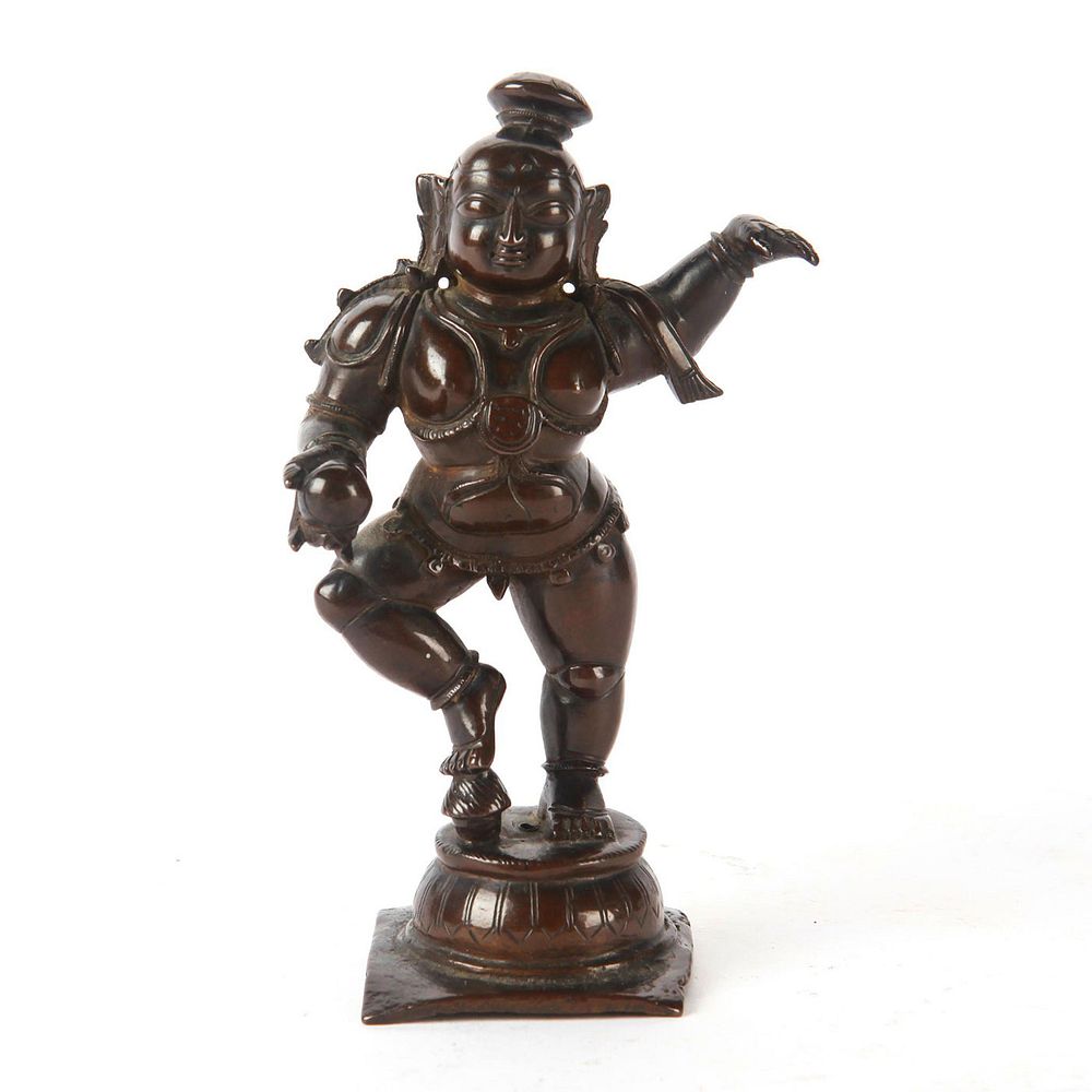 Appraisal: TH CENTURY COPPER ALLOY BABY KRISHNA NAYAK DYNASTY Well cast