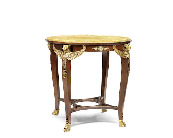 Appraisal: A Frech late th century Empire style gilt-bronze mounted mahogany