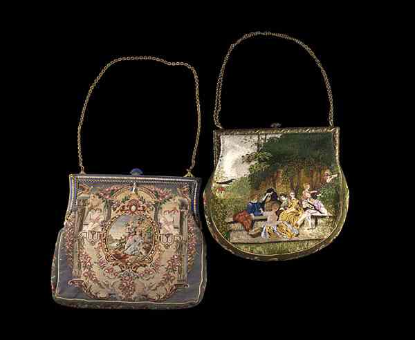 Appraisal: Two Intricately Embroidered Handbags A duo of intricately embroidered vintage