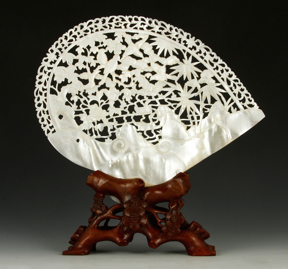 Appraisal: - Carved Mother of Pearl Shell Carved mother of pearl