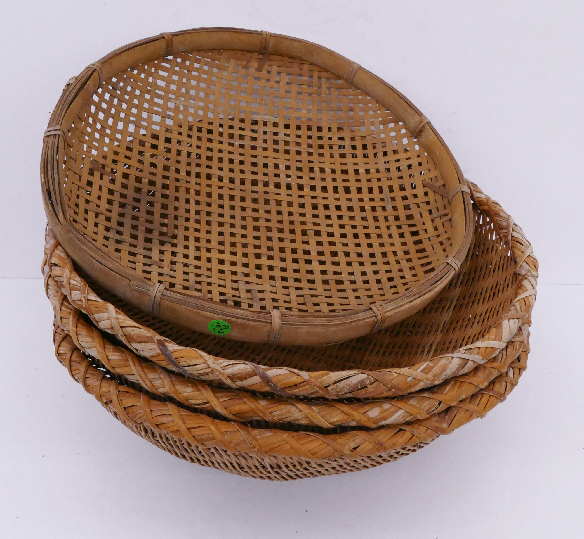 Appraisal: pc Old Asian Gathering Baskets- '' diameter