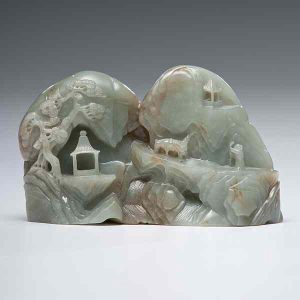 Appraisal: Celadon Jade Boulder Chinese a celadon jade boulder with russet