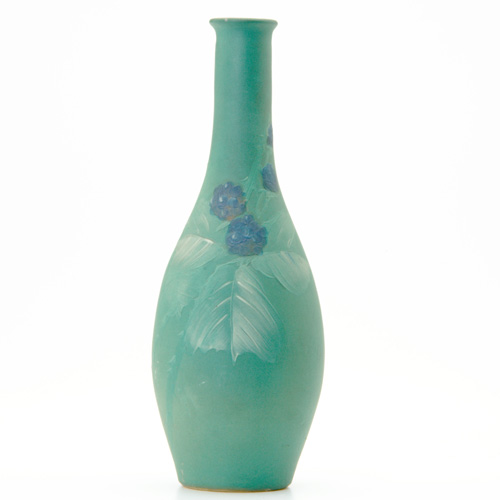 Appraisal: RADFORD VELVETY Bottle-shaped vase matte-painted by Albert Haubrich with black