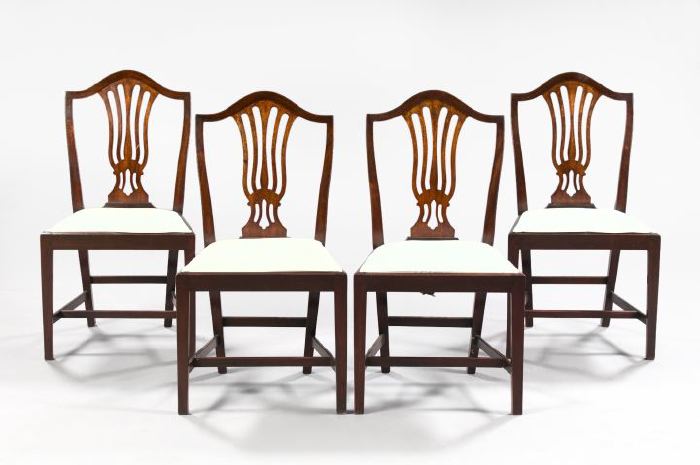 Appraisal: Suite of Four Late George III-Style Mahogany Dining Chairs in