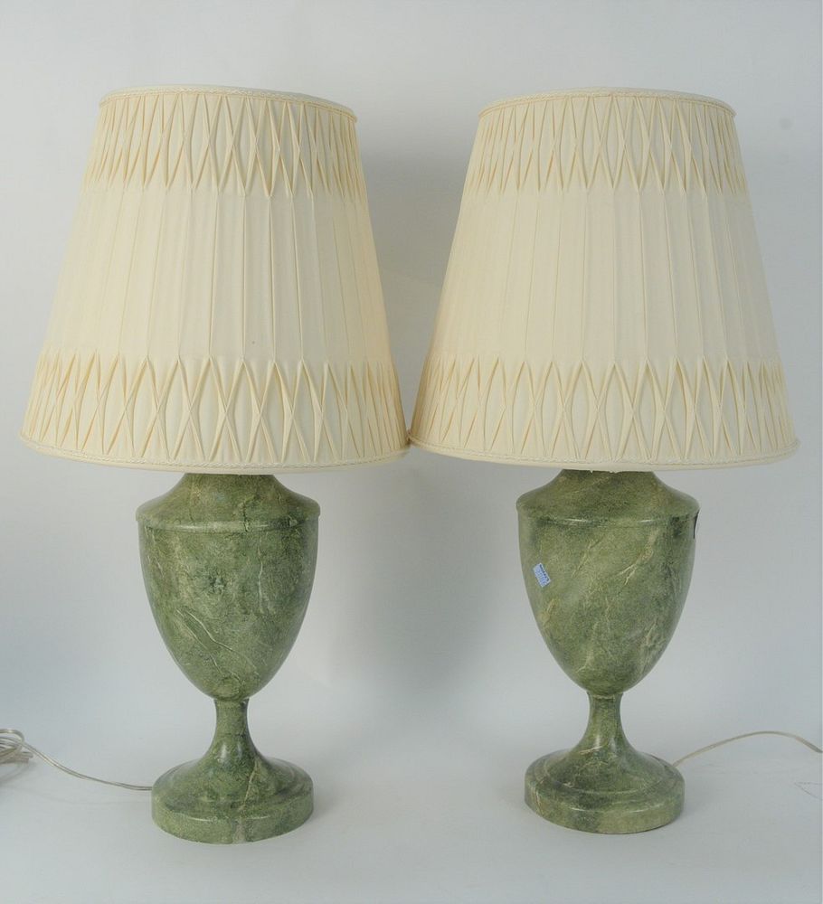 Appraisal: Pair of Faux Marble Painted Metal Lamps each of urn