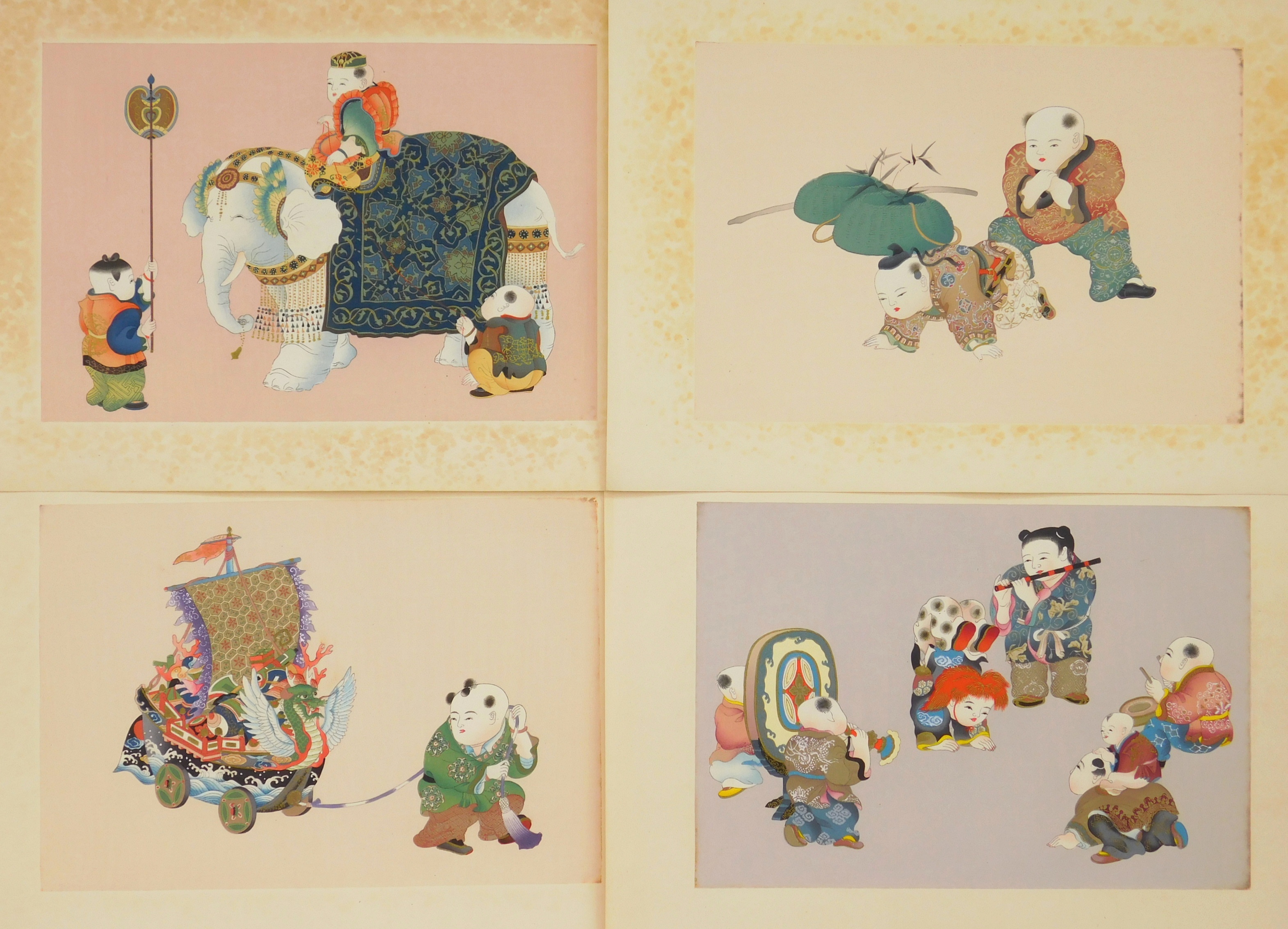 Appraisal: Asian School Figures at Various Activities woodblocks in colors each