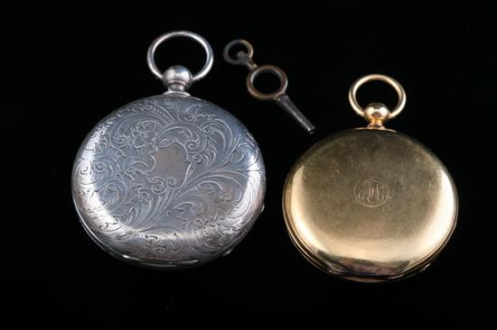 Appraisal: TWO VINTAGE SWISS GOLD POCKET WATCHES One Rossel Fils with