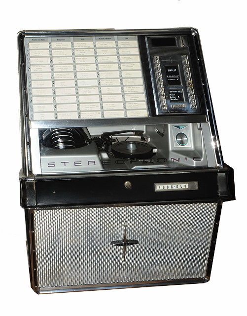 Appraisal: A ROCK-OLA STEREOPHONIC JUKE BOX holding fifty singles and standing