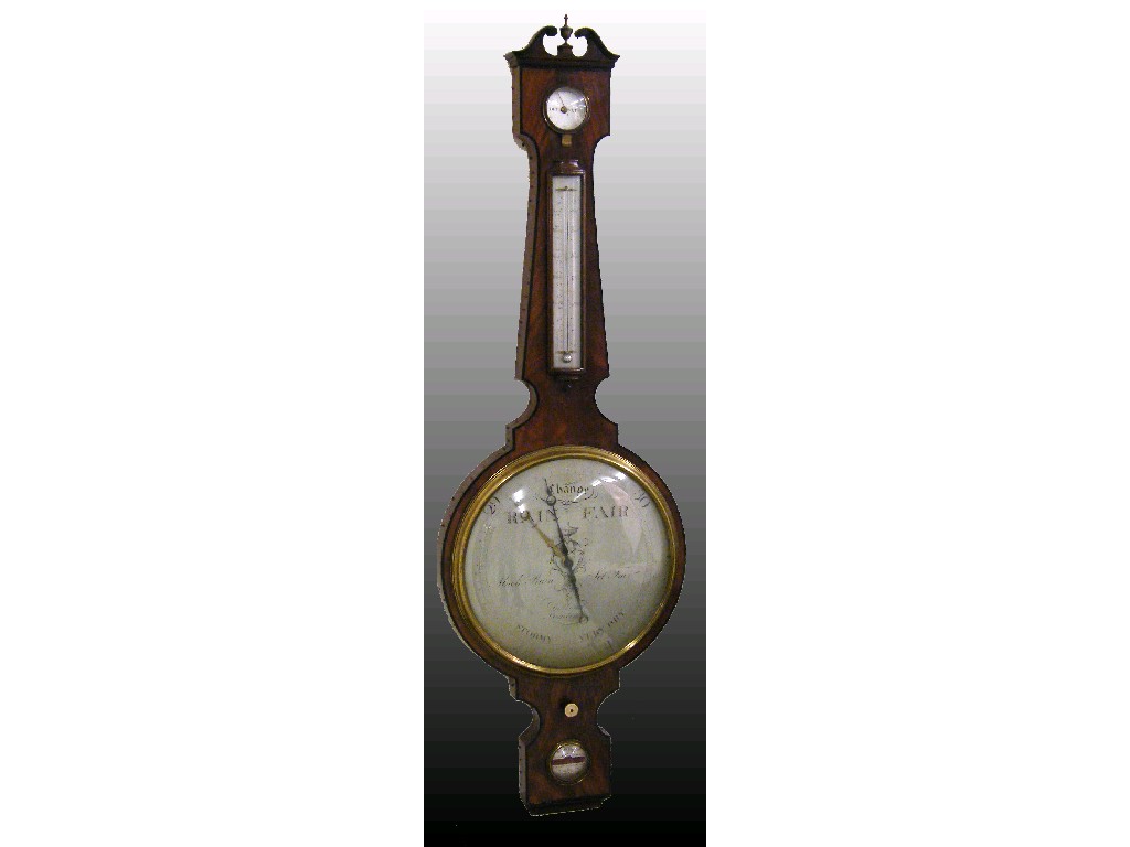 Appraisal: Good large mahogany four glass wheel barometer the silvered dial