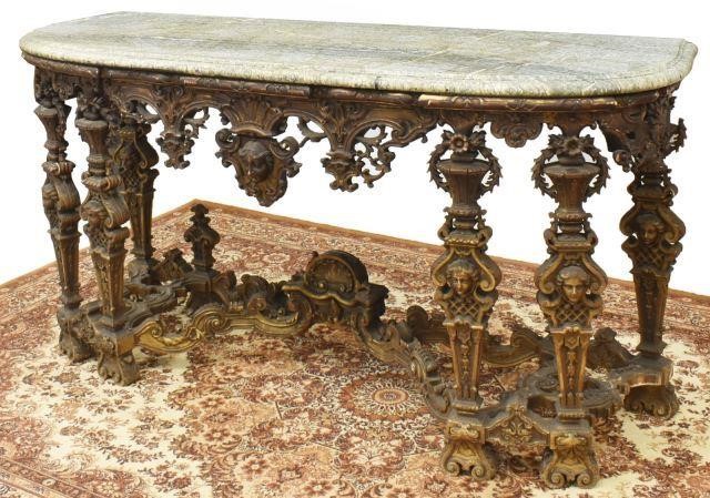 Appraisal: French Napoleon III period demilune console table th c marble