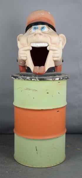 Appraisal: Figural Fiberglass Carnival Waste Basket Topper This is a fiberglass