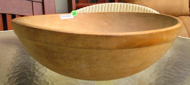 Appraisal: Antique Dough Bowl '' and Folding Rack with porcelain buttons