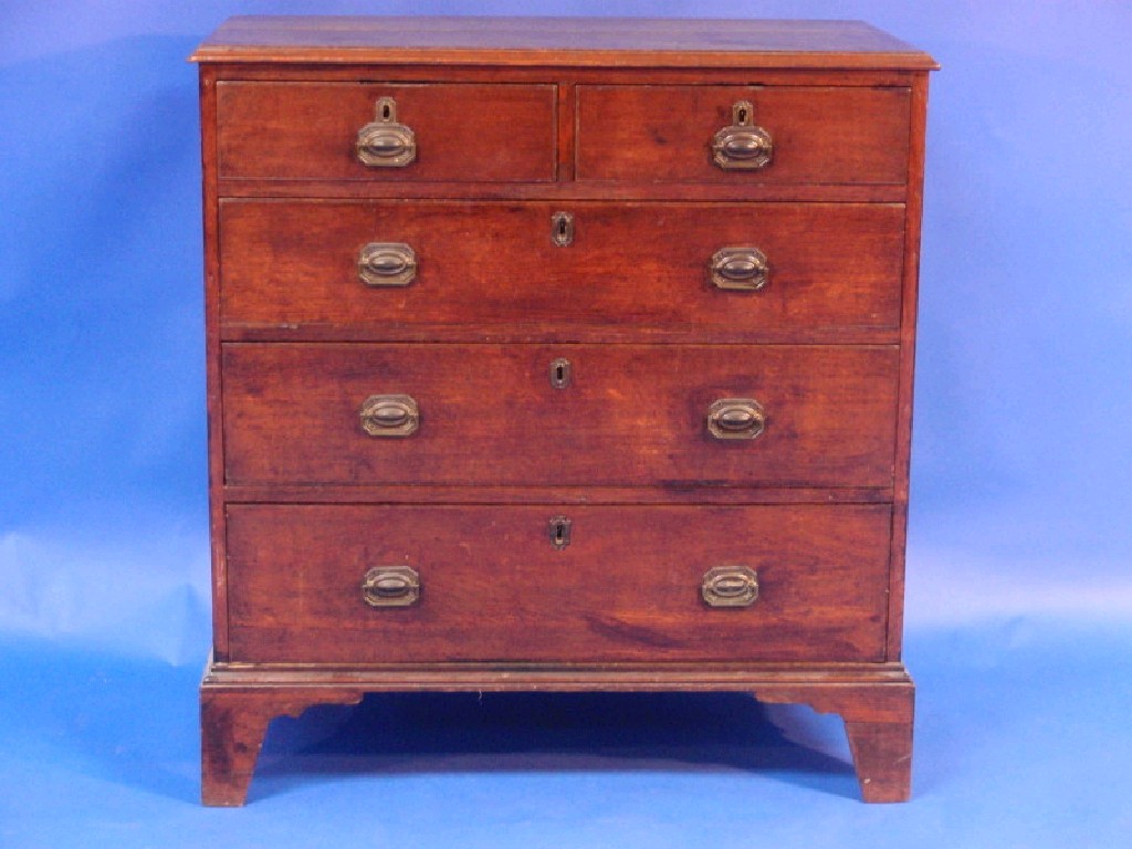 Appraisal: A George III oak chest of two short and three