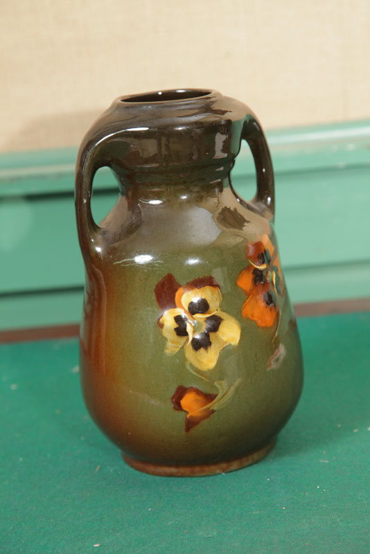 Appraisal: WELLER VASE Double handled vase with green and brown ground