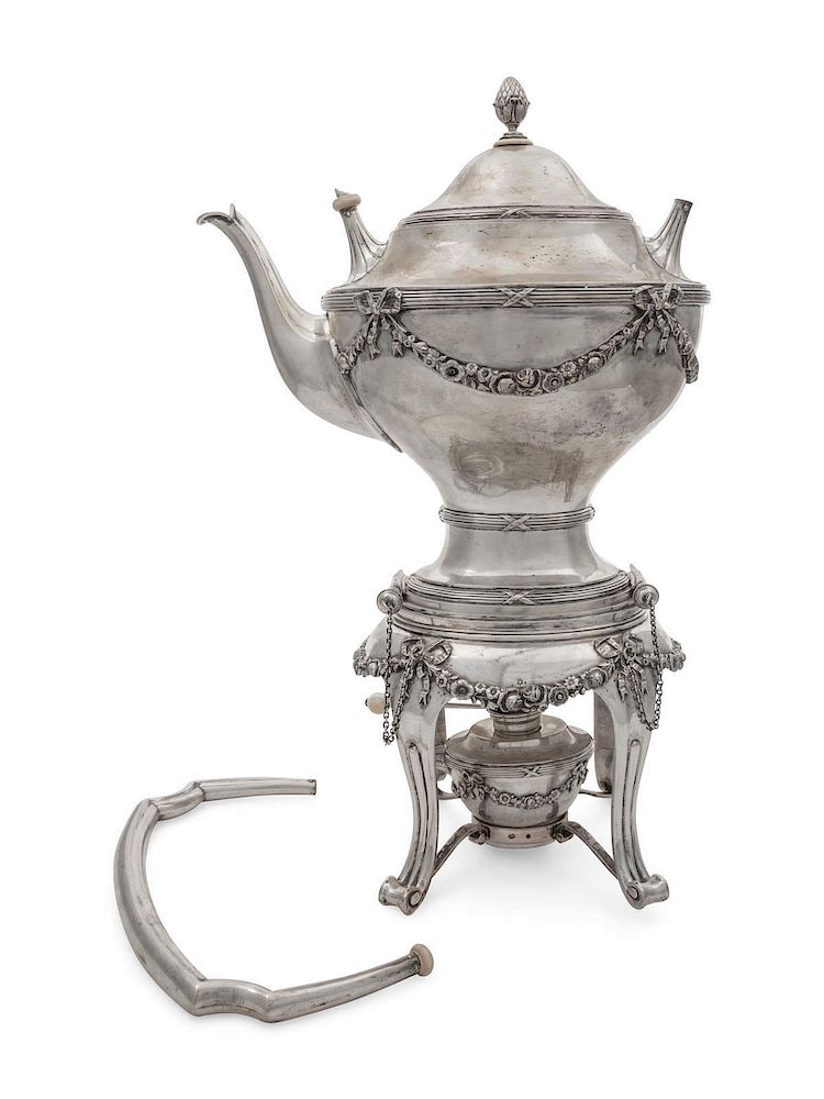 Appraisal: An Austrian Silver Tea Kettle on Lamp Stand He An