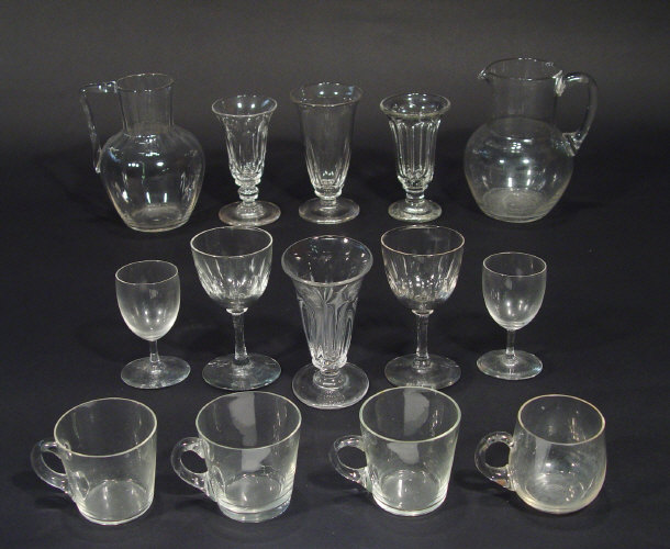 Appraisal: Group of clear Victorian glassware including two jugs fluted wine