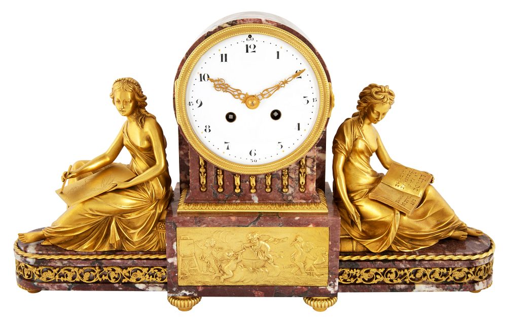 Appraisal: A FRENCH MARBLE AND ORMOLU-MOUNTED MANTEL CLOCK C H PARIS