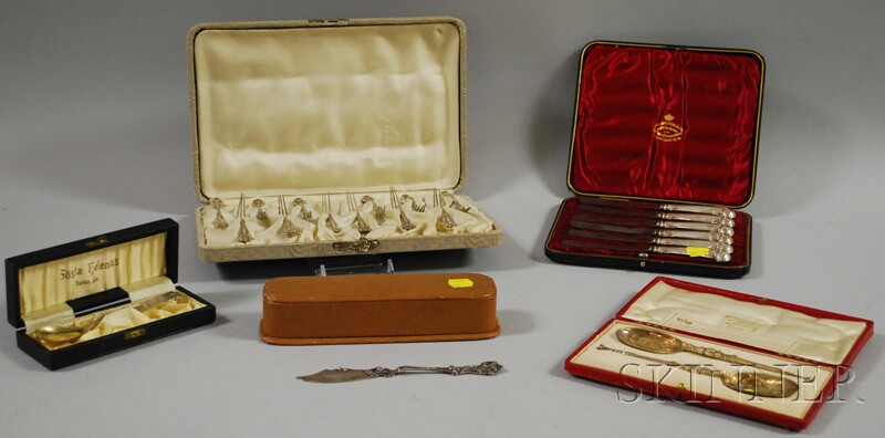 Appraisal: Five Boxed Silver Flatware Items a set of twelve Howard