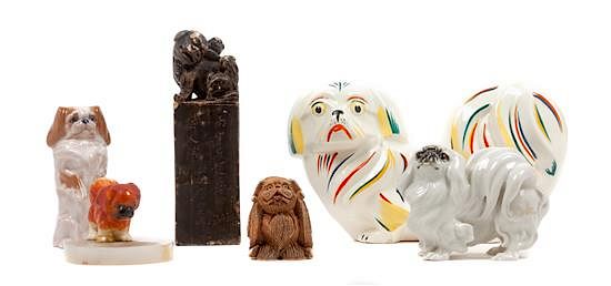 Appraisal: A Group of Six Pekingese Figures Width of widest inches