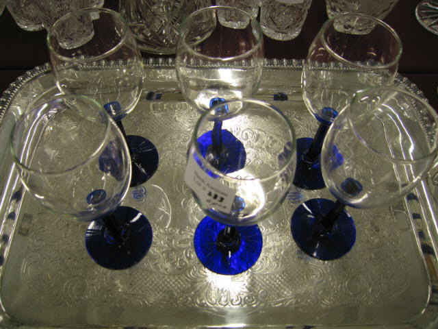 Appraisal: Set of Cobalt Clear Crystal Wines