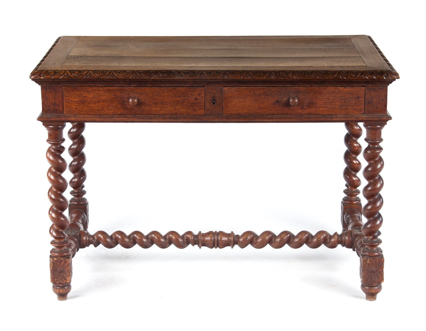 Appraisal: Elizabethan Revival carved oak table late th century flat top