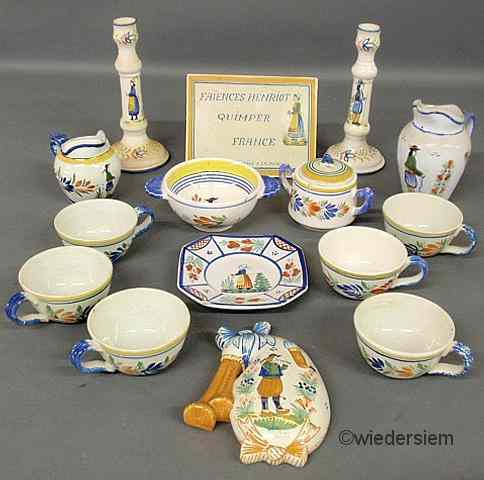 Appraisal: Fifteen pieces of Quimper tableware to include a pair of