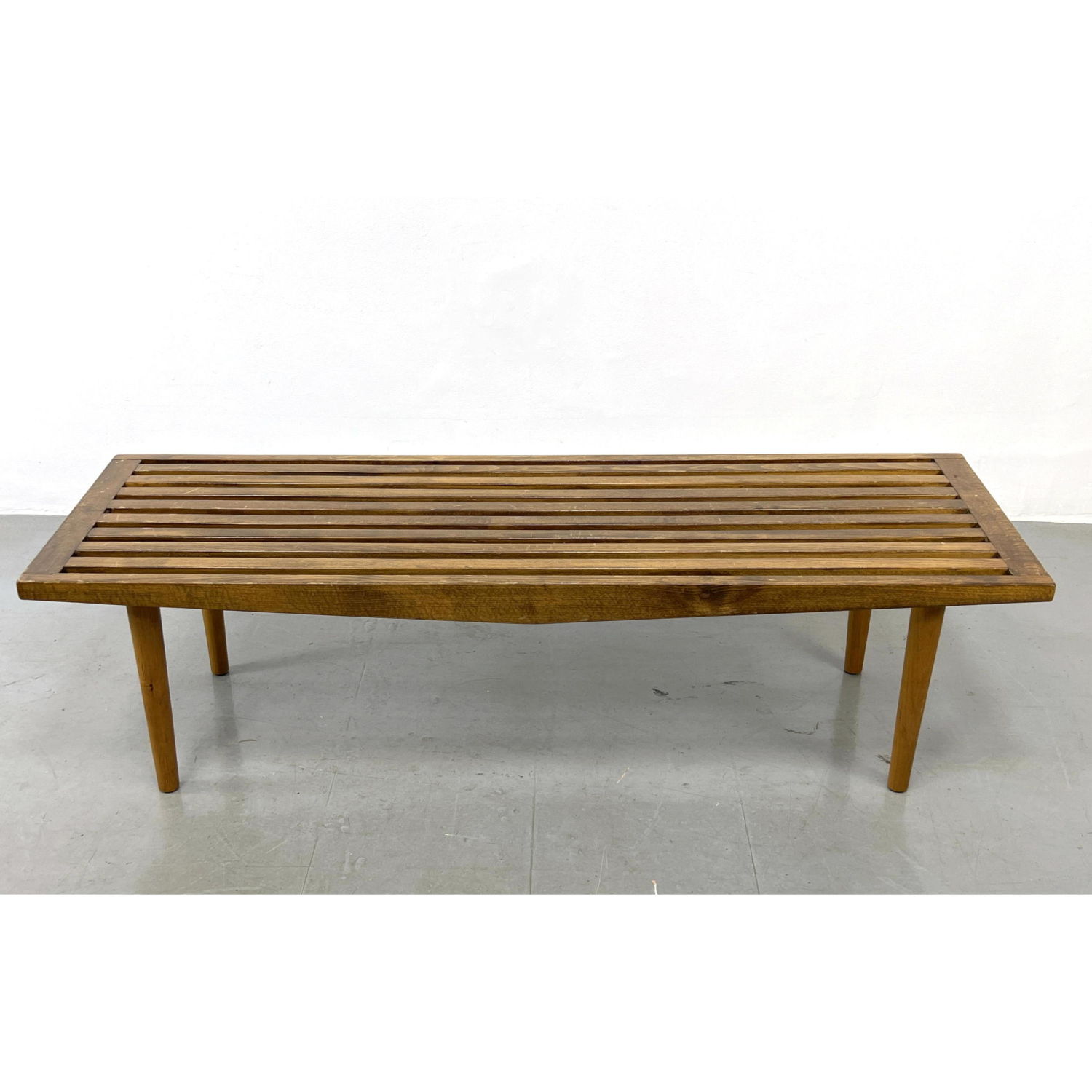 Appraisal: Mid Century Modern Slat Bench Table Dimensions H inches W