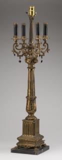 Appraisal: Hollywood Regency candelabra table lamp h Hollywood Regency candelabra table