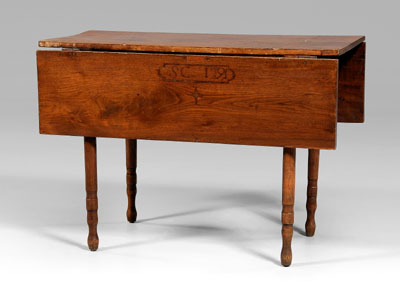 Appraisal: South Carolina walnut drop-leaf table walnut throughout one drop leaf