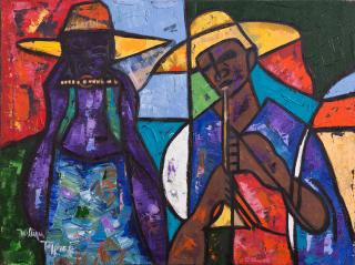 Appraisal: William Tolliver - Louisiana African Musician th c oil on