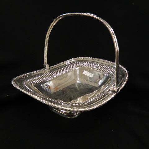 Appraisal: Sheffield Silverplate Basket gadroon border swing handle x th century