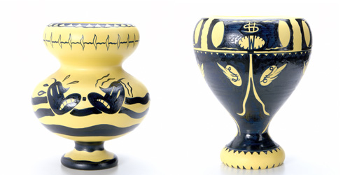 Appraisal: MARCO ZANINI MASSIMO GIACON Two ceramic vases the first painted