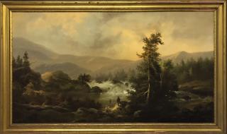 Appraisal: R Wentworth Oil on Canvas of Fisherme Arthur Parton Oil