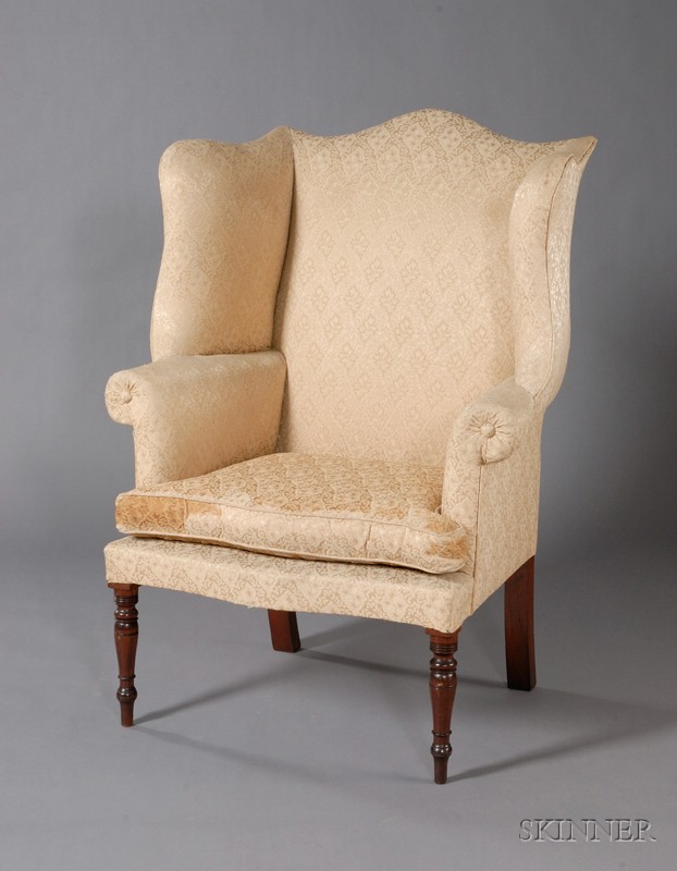 Appraisal: Federal Birch Upholstered Easy Chair probably Portsmouth New Hampshire c