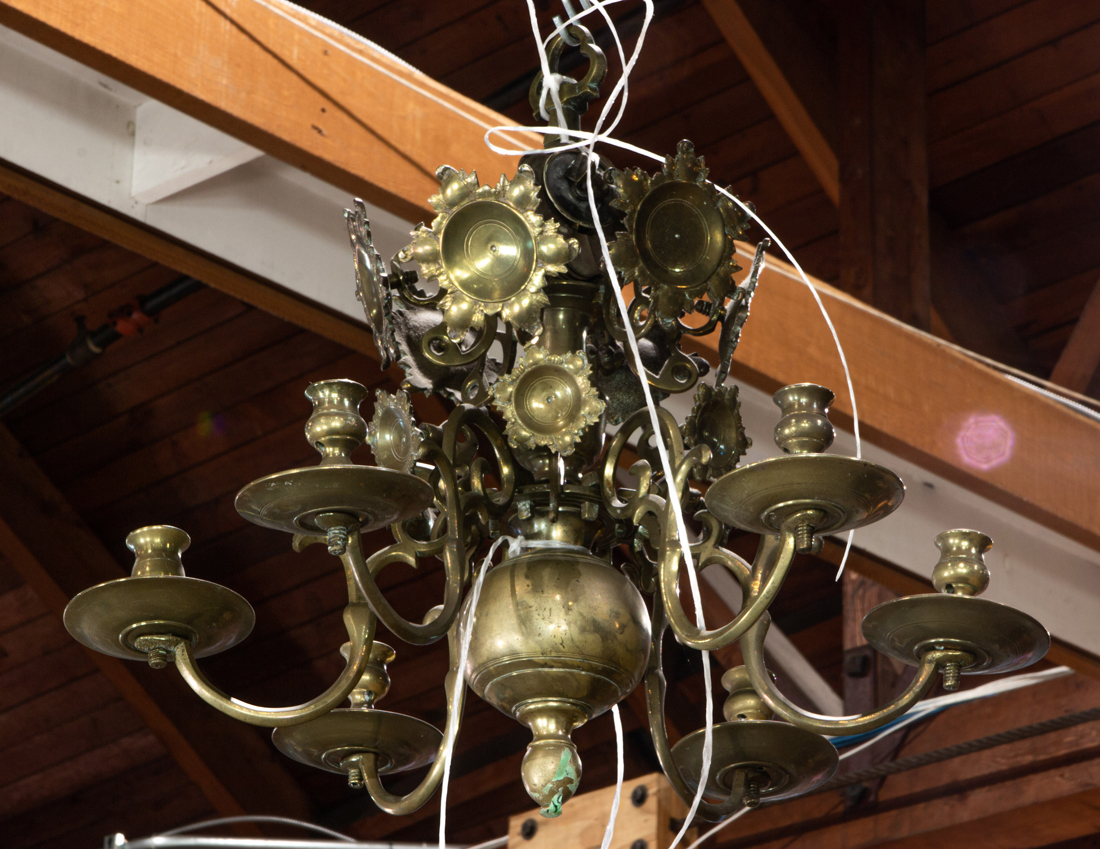 Appraisal: CONTINENTAL BRASS CHANDELIER Continental brass chandelier