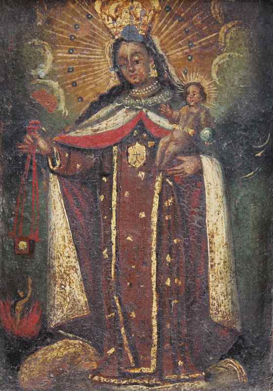 Appraisal: VIRGEN DEL CARMEN CUZCO SCHOOL PAINTING Oil Wood sight size