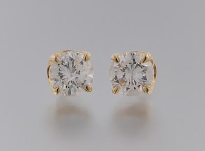 Appraisal: A Pair of Diamond Studs k yellow gold frames each