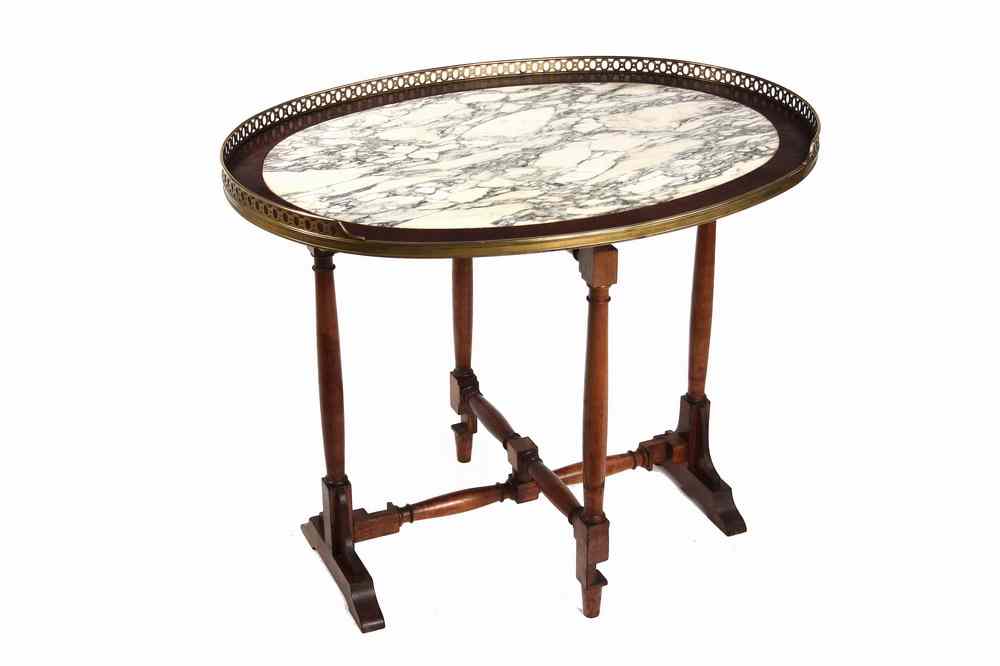 Appraisal: WINE TABLE - Fine French fruitwood and mahogany oval tilt