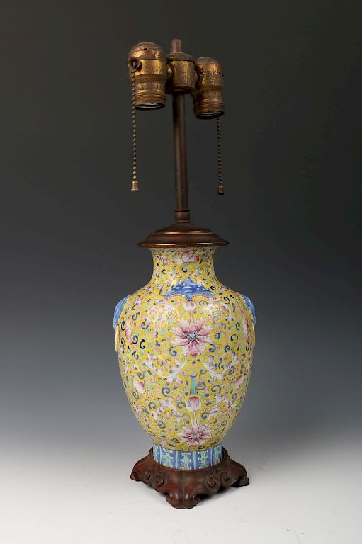 Appraisal: CHINESE FAMILLE-ROSE VASE LANTERN STAND QING Of baluster form vase