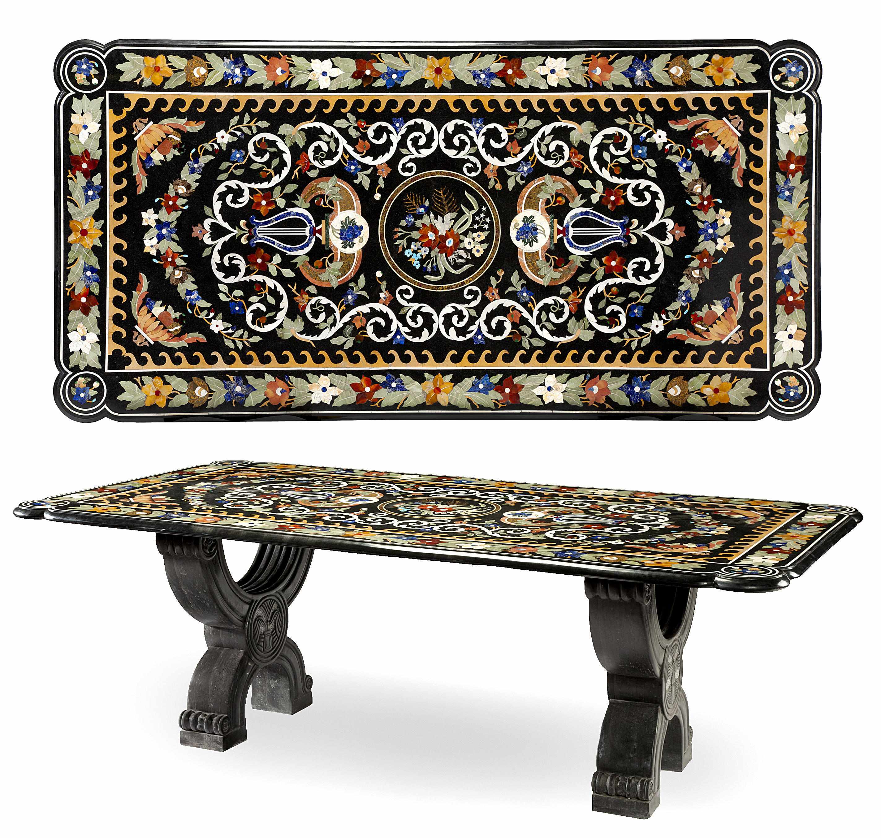 Appraisal: Property of various owners An imposing pietra dura table The