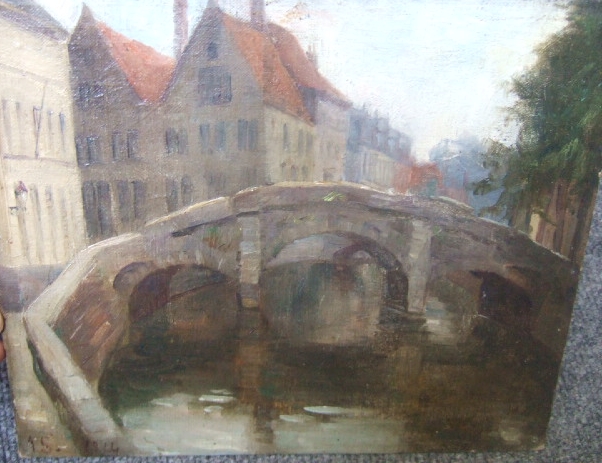 Appraisal: Follower of Arthur Streeton Pont des Augustins oil on canvasboard