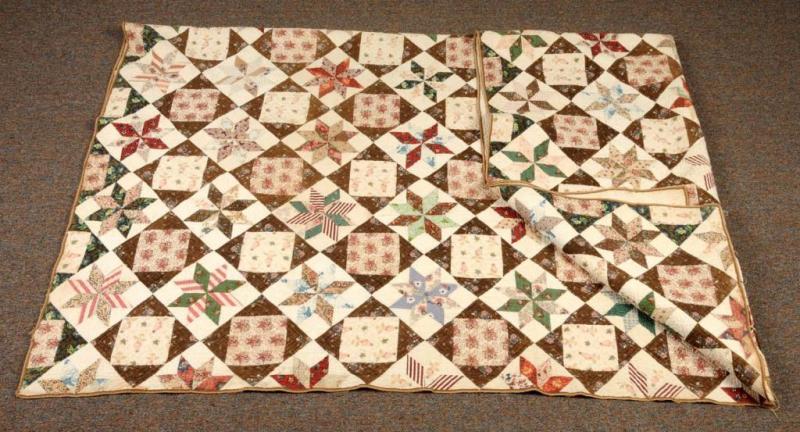 Appraisal: Antique Pinwheel Square Pattern Quilt Description Hand stitched No staining