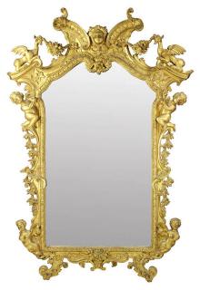 Appraisal: Italian giltwood carved mirror Italian giltwood carved mirror second quarter