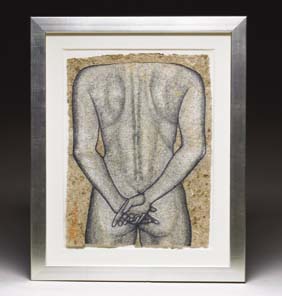 Appraisal: FITZ MAURICE CHARCOAL ON PAPER Sculpted charcoal on imported textured