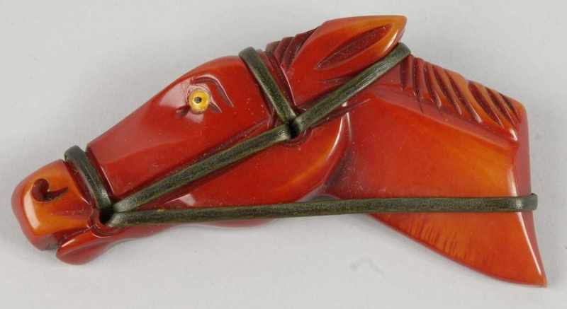 Appraisal: Bakelite Horse Head Pin Condition Excellent Size - L