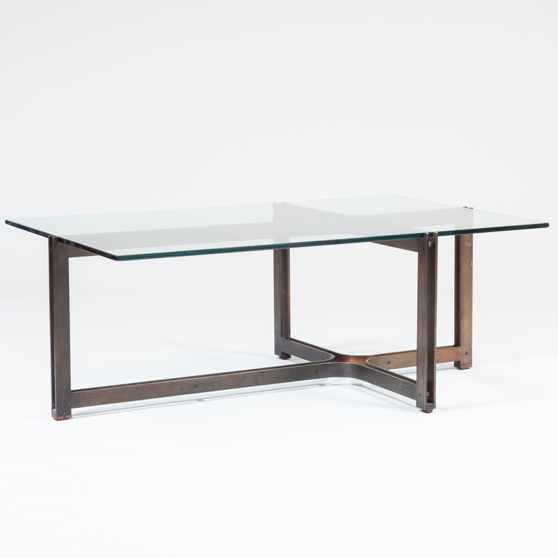 Appraisal: Roger Sprunger for Dunbar Bronze and Glass Low Table Unmarked